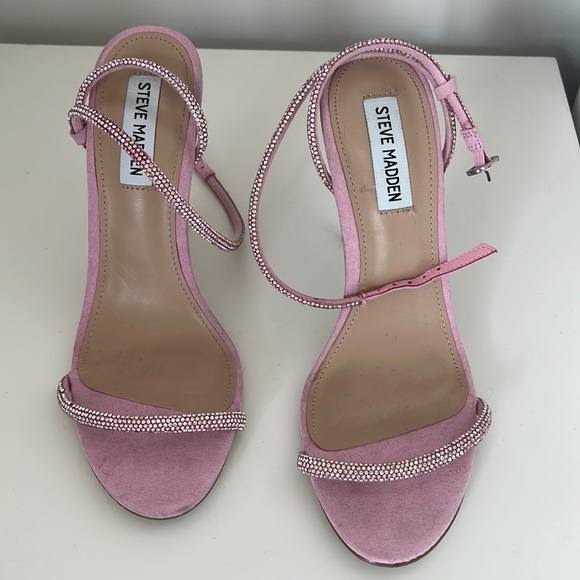 baby pink rhinestone steven madden heels